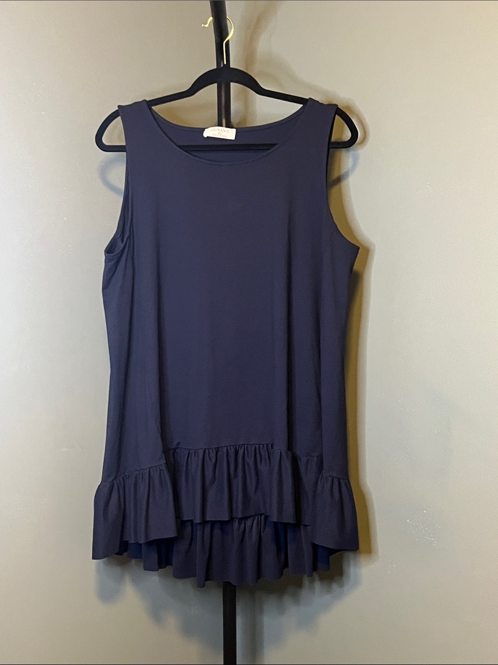 Zenana Outfitters Navy Double Ruffle Hem Tank